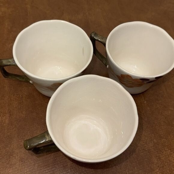 Set Of 3 Cameo Florals Oven To Table Ceramic Mugs With Peach Blossom Design - Picture 2 of 14
